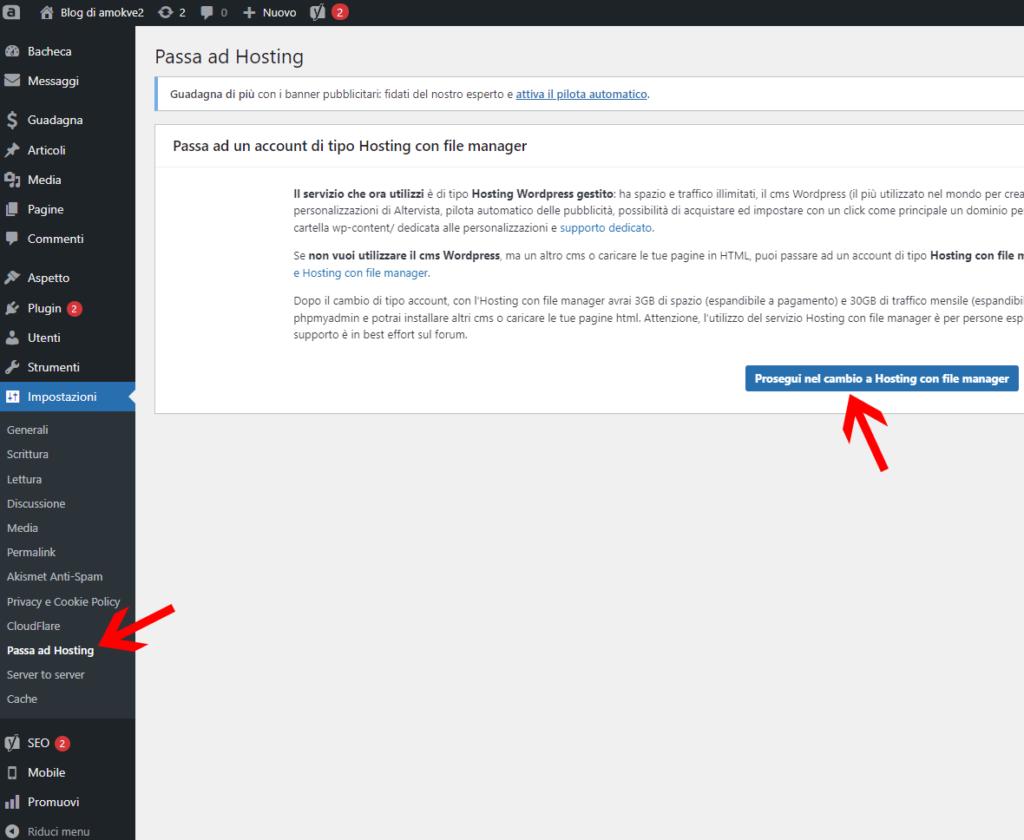 Come configurare uno spazio hosting su Altervista
