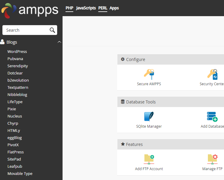 installare facilmente WordPress con AMPPS