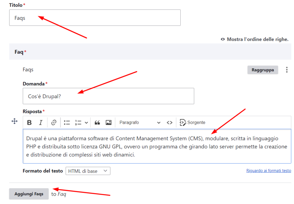 Drupal – il modulo Paragraphs
