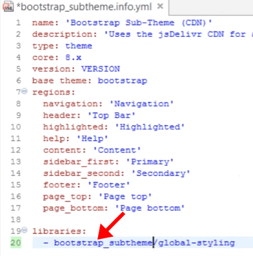 Bootstrap per Drupal – configurare il Subtheme